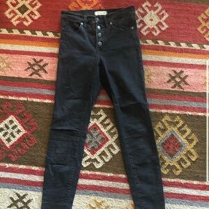Madewell Faded Black Button Front Skinny Jeans 27